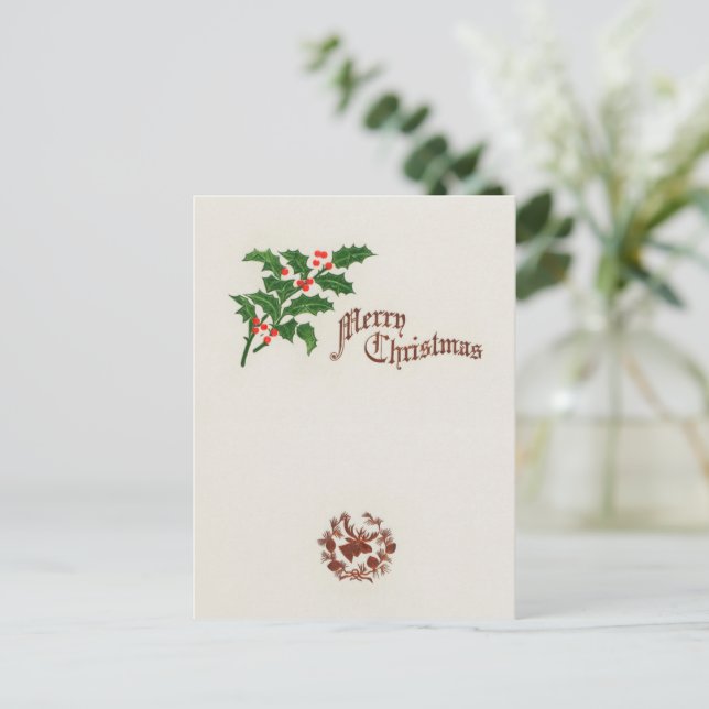 Julheliga blad helg vykort (Stående Fram)