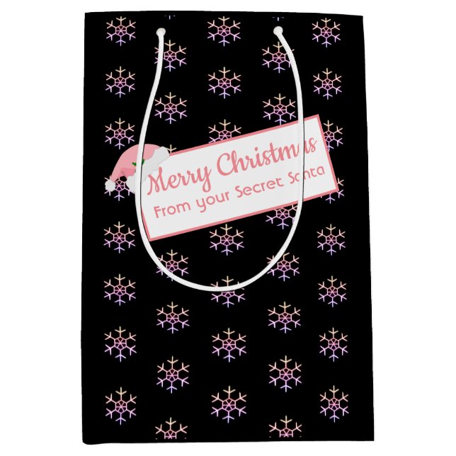 Julhemlighet Santa Black och Rosa Gift Bag  (Framsidan)