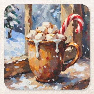 Julhett Choklad med Rostade Marshmallows  Underlägg Papper Kvadrat