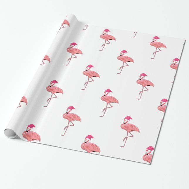 Julhjälpare Flamingo Mönster Presentpapper (Utrullad)