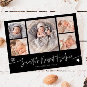 Julhjälparens jul svarta födelseannonsering julkort