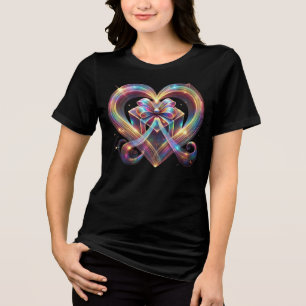 Julhjärt-skjorta, gift, Merry, färgstark, ljus T Shirt