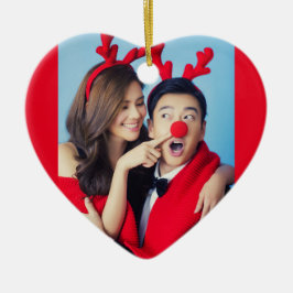 Julhjärta med Anpassningsbar på året Foto på rött Julgransprydnad Keramik