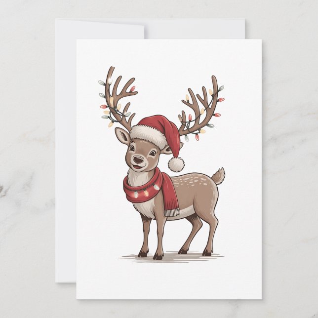Julhjort Djur Jul Hjort Tomte Hatt Jul  Inbjudningar (Framsida)