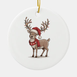 Julhjort Djur Jul Hjort Tomte Hatt Julgransprydnad Keramik