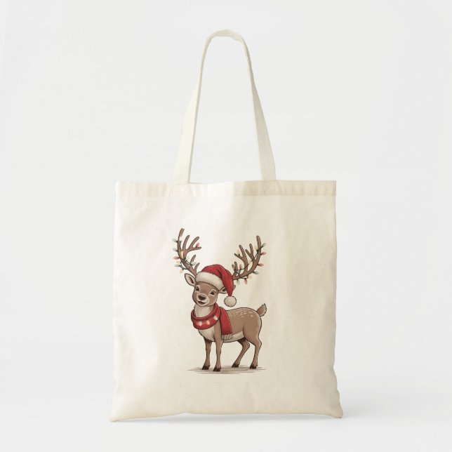 Julhjort Djur Jul Hjort Tomte Hatt  Tygkasse (Framsidan)