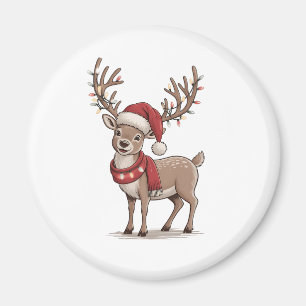 Julhjort djur julhjort tomtehatt jul  magnet