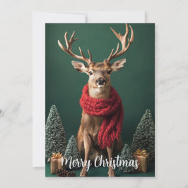 Julhjort med röd halsduk Julkonst Julkort