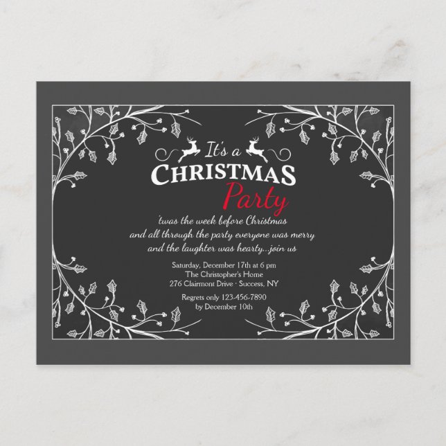 Julhjort Semestkort Inbjudan (Framsida)