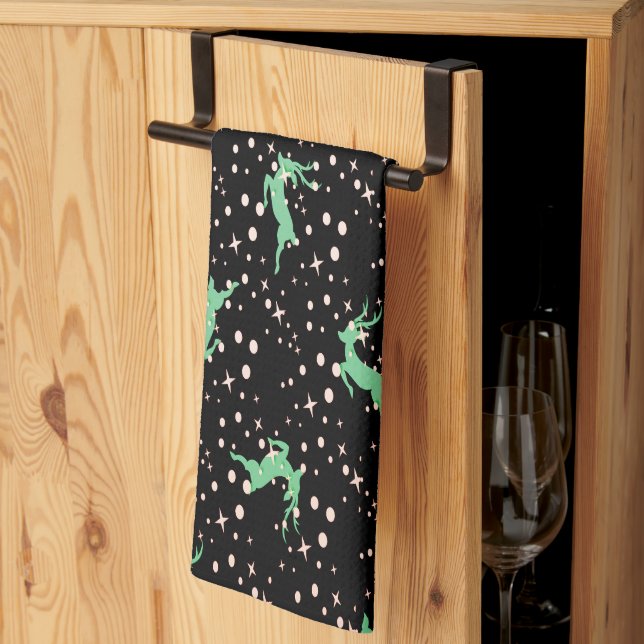 Julhjort Stjärna Vintermönster  Kökshandduk (Thirds Fold)
