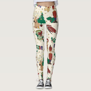 Julhjortar,björn,katt och nötknäppare leggings