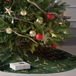 Julhjortsmönster Grönt Guld Julgransmatta Borstad Polyester