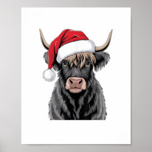 Julhögland Kow Santa Highland Cow Älskare Fa Poster
