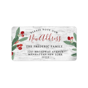 Julholly Berry och Rustic Bird Nyare adress Adressetikett