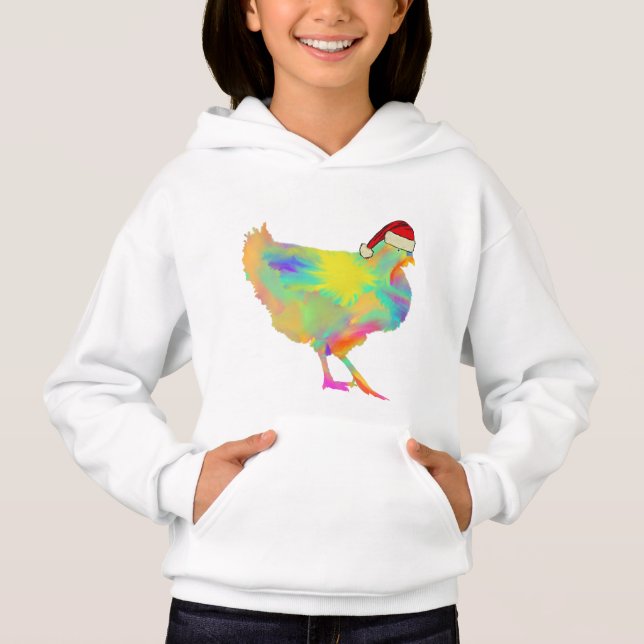 Julhöna i tomteluva Rolig Färgstark Höna T Shirt (Framsida)