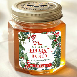 Julhonung med Holly och Berry Gräns Fyrkantigt Klistermärke