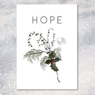 Julhoppet Rustic Minimal Holly Greenery Julkort