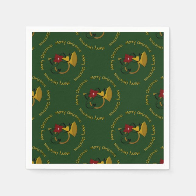 Julhorns Grönt-PAPPRA NAPKINS Pappersservett (Framsidan)