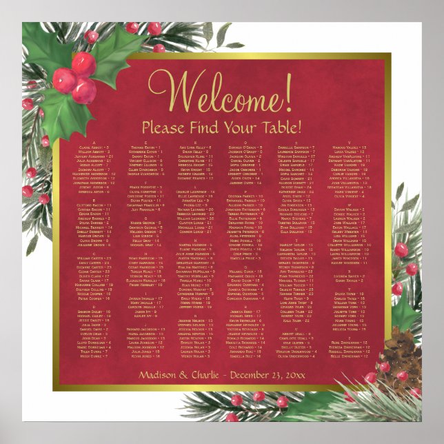 Julhöstlig Alfabetisk Placeringsplan för Jul Poster (Framsidan)