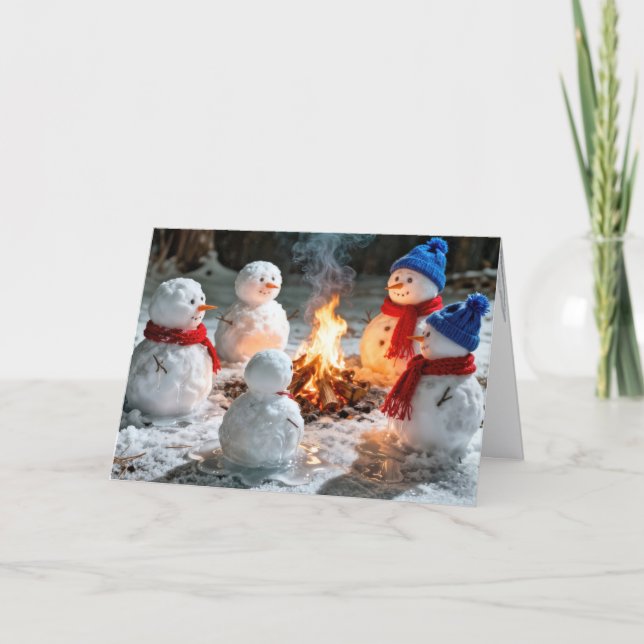 Julhumor med smältande snömän  kort (Framsida)