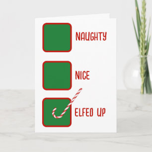 Julhumor Naughty eller Nice Kryssrutor Kort
