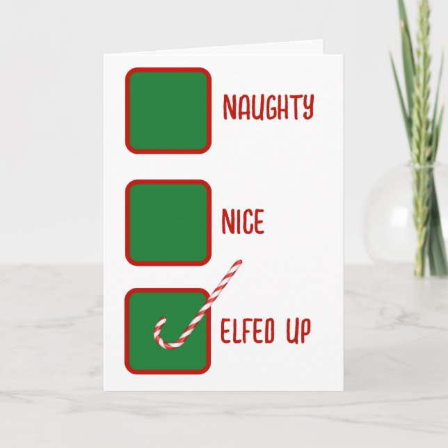 Julhumor Naughty eller Nice Kryssrutor  Kort (Framsida)