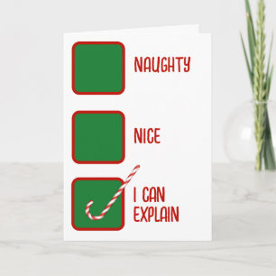 Julhumor Naughty eller Nice Kryssrutor Kort