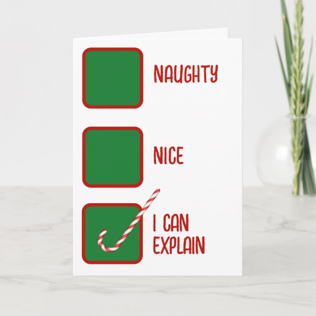 Julhumor Naughty eller Nice Kryssrutor  Kort (Framsida)