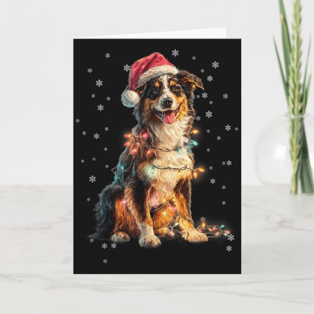 Julhund Australian Shepherd Jultomte Xmas Kvinnor Kort (Framsida)