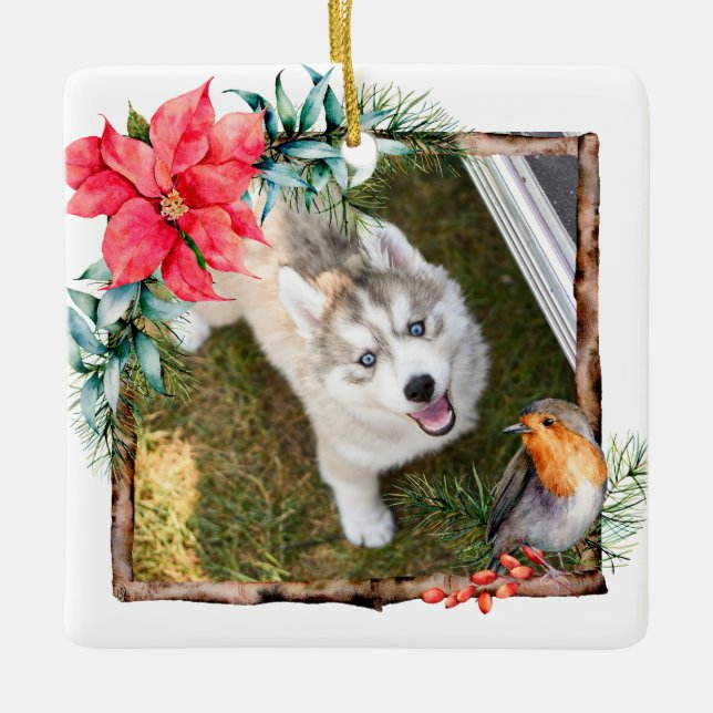 Julhund Foto Julgransprydnad Keramik (Framsida)