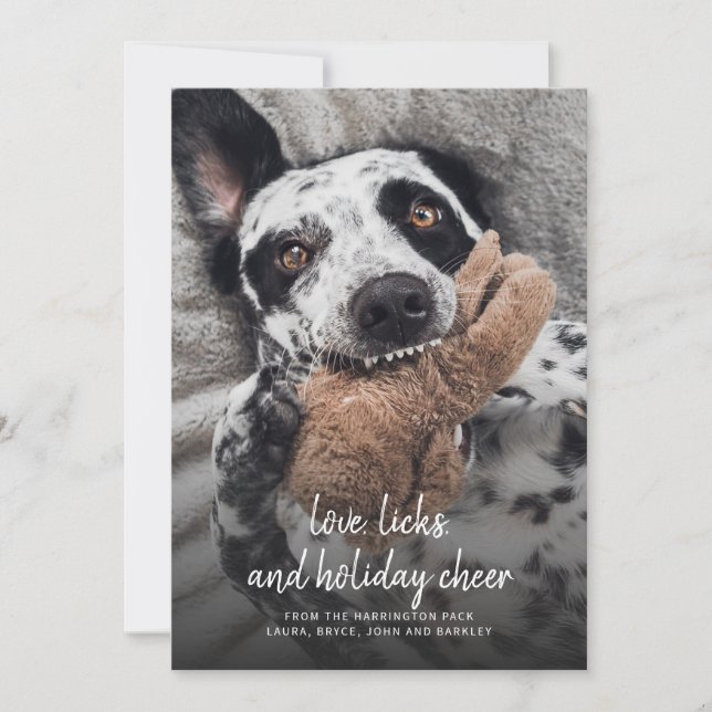 Julhund Foto Kärlek slickar och högtidsglädje Julkort (Framsida)