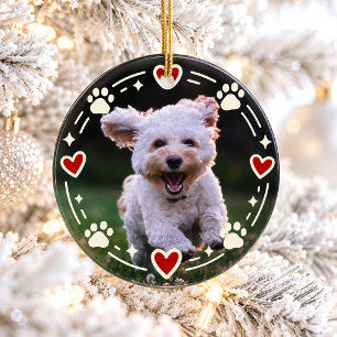 Julhund Foto Tassavtryck Rött Hjärta Julgransprydnad Keramik