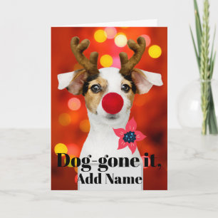 Julhund Hjorthorn Lägg till Namn Julkort Helgkort