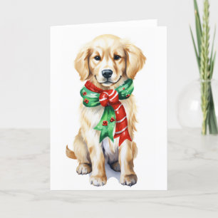 Julhund, Höckhund, Golden Retriever BLANK Helgkort