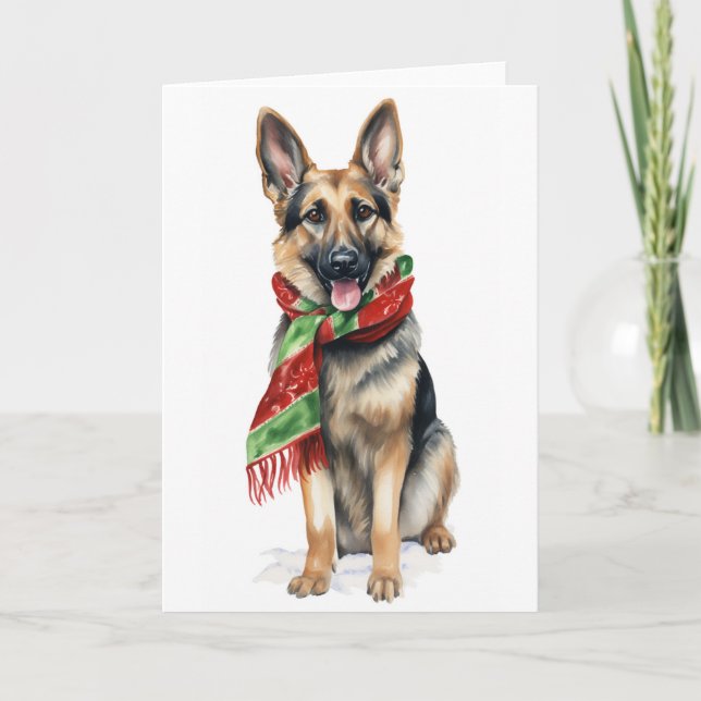 Julhund, Höckhund, Tysk Shepherd BLANK Helgkort (Framsida)