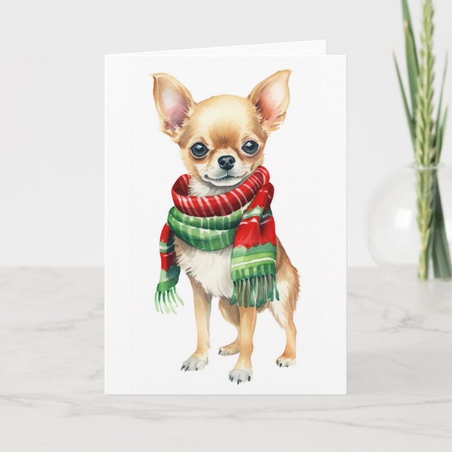 Julhund, Högtids-Chihuahua BLANK Helgkort (Framsida)