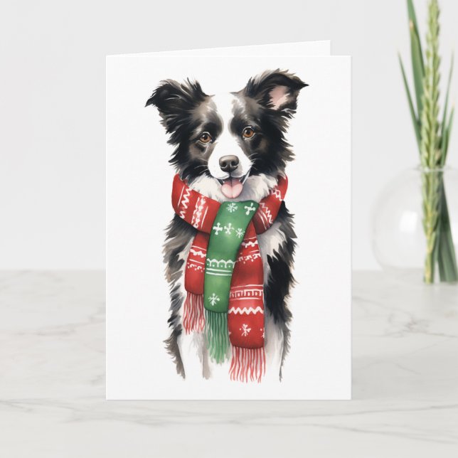 Julhund, Holiday Border Collie BLANK Helgkort (Framsida)