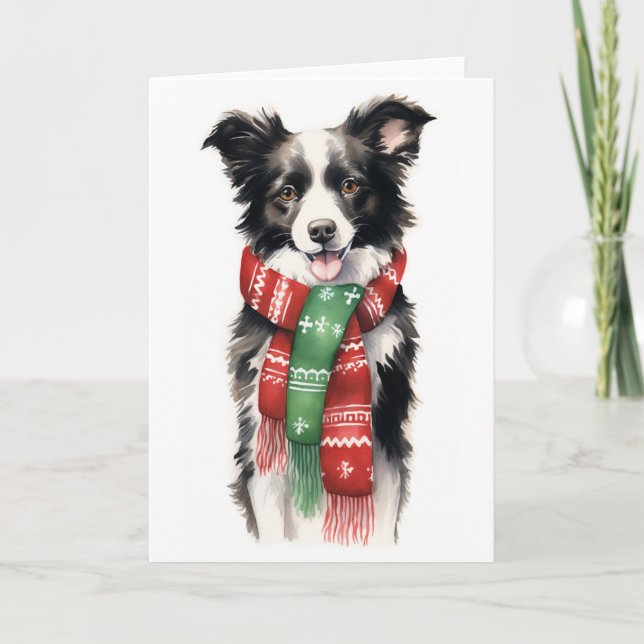 Julhund, Holiday Border Collie BLANK Helgkort (Framsida)