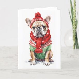 Julhund, Holiday French Bulldog BLANK Helgkort