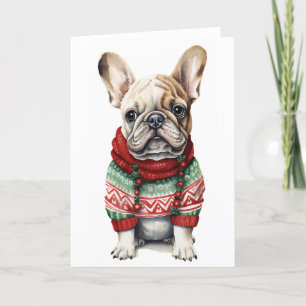 Julhund, Holiday Frenchie, Bulldog BLANK Helgkort