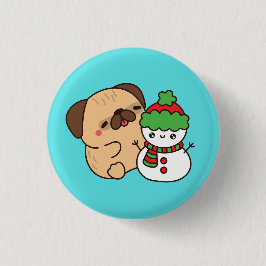 Julhund och snöman knapp
