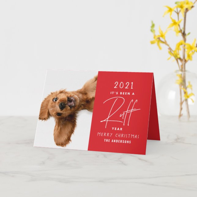 Julhund rolig off årssammanfattning kort (Gul blomma)