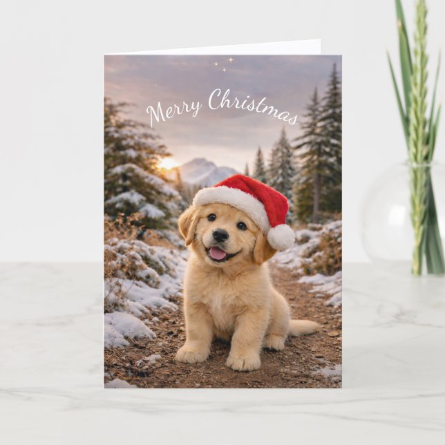Julhund Santa mössa-spåret Kort (Framsida)