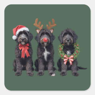 Julhund Svart Goldendoodle Doodle Mamma Vinter Fyrkantigt Klistermärke