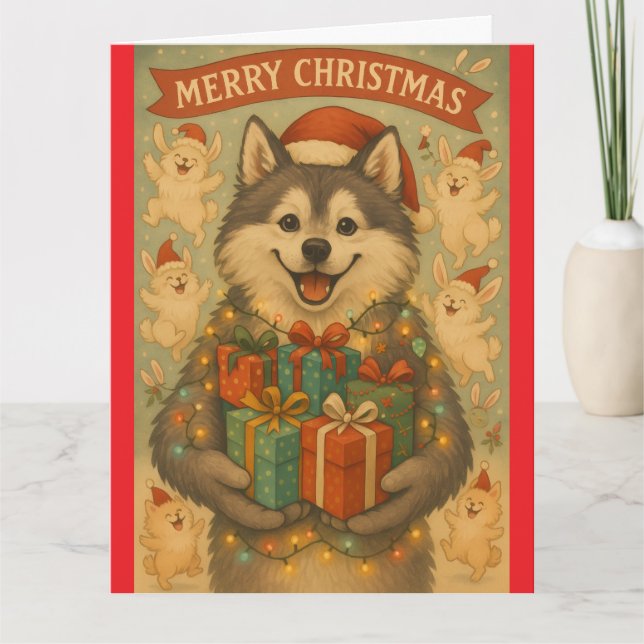 "Julhund" Vik gratulationskort Kort (Framsida)