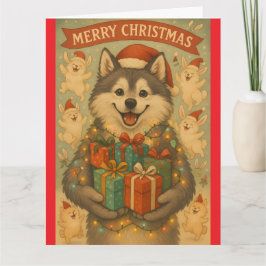 "Julhund" Vikbar julkort Kort