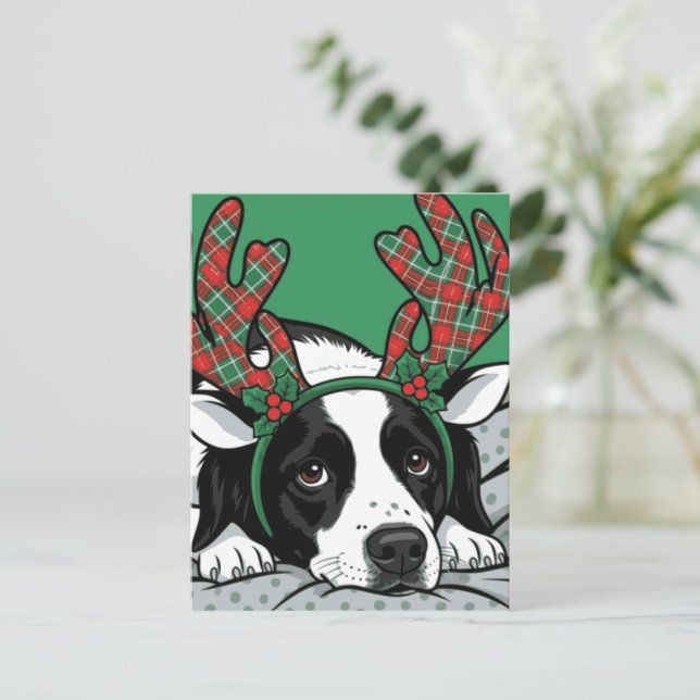 Julhund Vykort (Stående Fram)