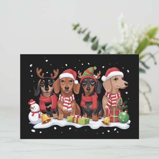 Julhundar Dachshund Älskare Hundmamma  Julkort (Stående Fram)