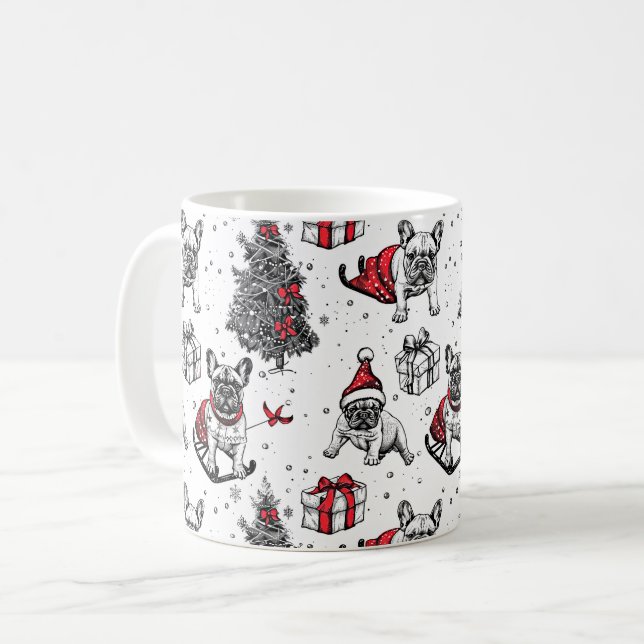 julhundar i konstbok stil skiss kaffemugg (Framsida vänster)