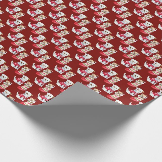 Julhundar och katter presentpapper (Hörn)